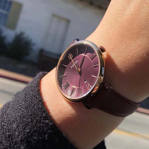 Fossil Women's Jacqueline Quartz Wine Leather Watch - ES4099