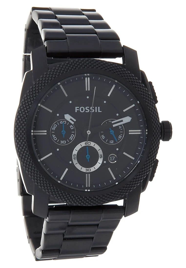 Fossil Men's Chronograph Machine Black Stainless Steel Bracelet Watch 45mm FS4552