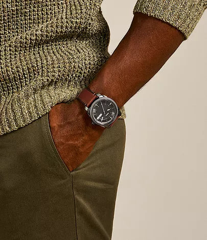 Fossil Machine Three-Hand Date Brown Leather Men's Watch - FS5900