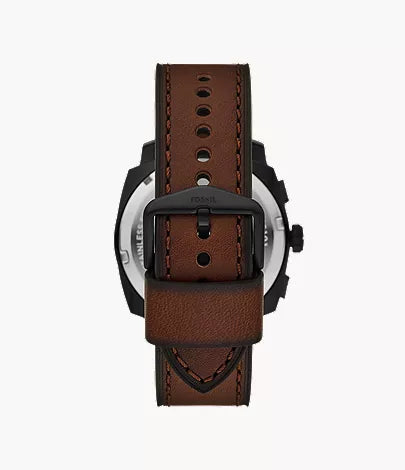Fossil Machine Chronograph (44mm) Black Dial / Brown Leather Strap Men's Watch - FS6101