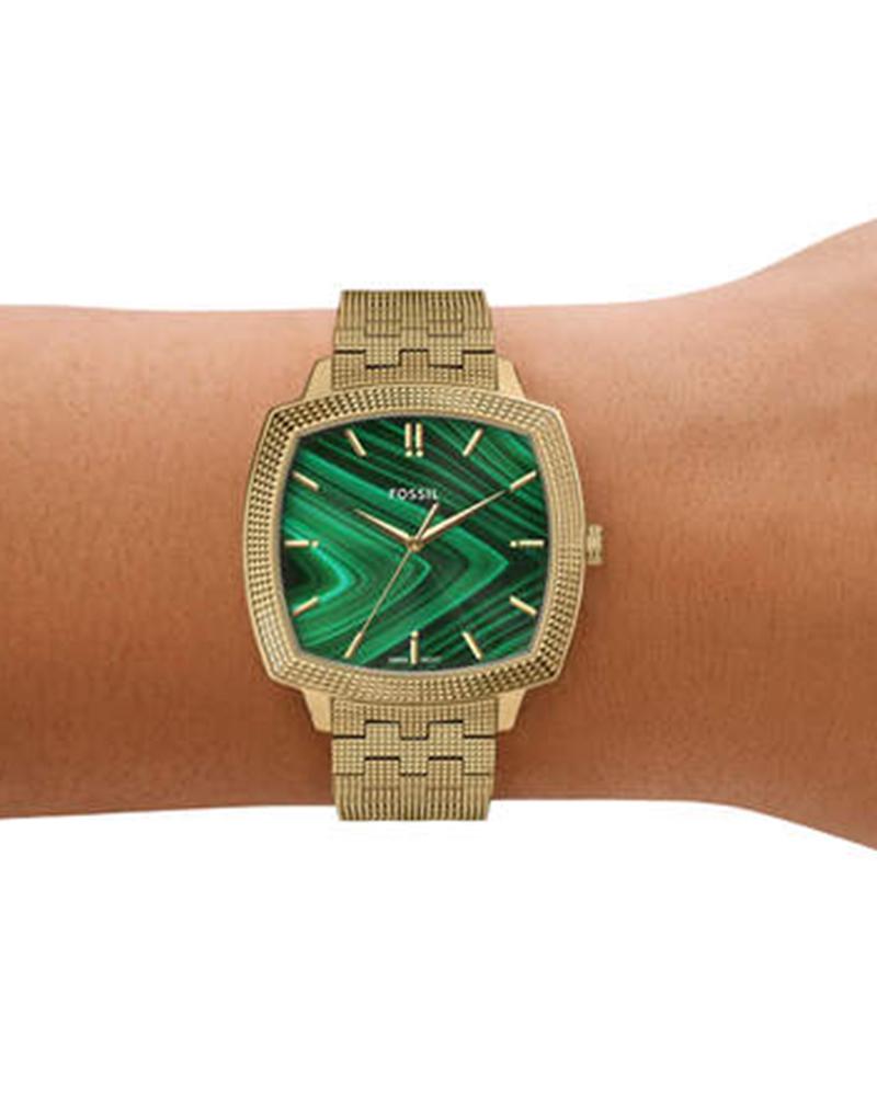 Nick Jonas x Fossil Machine Luxe Malachite Three-Hand Gold-Tone Stainless Steel Watch - LE1217