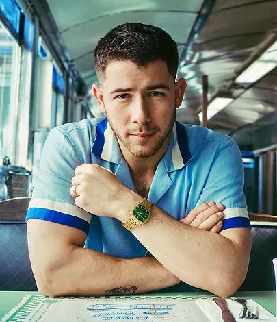 Nick Jonas x Fossil Machine Luxe Malachite Three-Hand Gold-Tone Stainless Steel Watch - LE1217