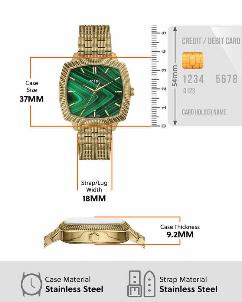 Nick Jonas x Fossil Machine Luxe Malachite Three-Hand Gold-Tone Stainless Steel Watch - LE1217