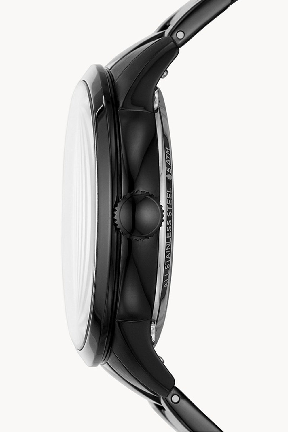 Fossil Townsman ME3197 watch profile view displaying case thickness and strap