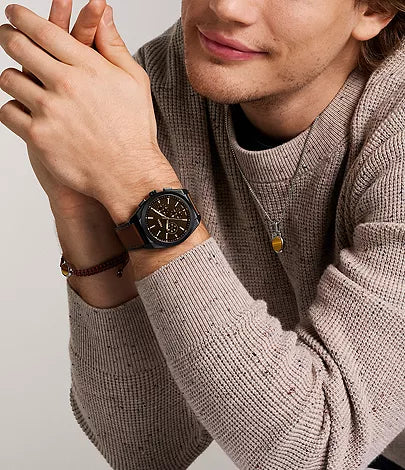 Fossil Minimalist Three-Hand Black Eco Leather Men's Watch - FS6108