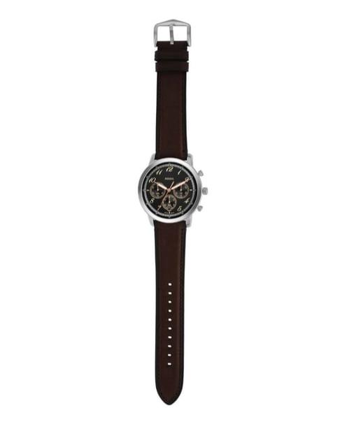 Fossil Neutra FS6024 chronograph watch displayed on wrist with brown leather strap