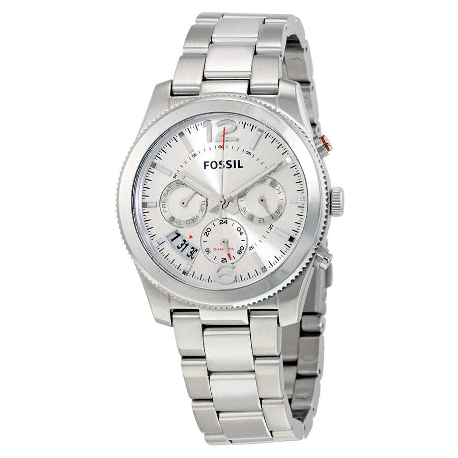 Fossil Perfect Boyfriend Silver Dial Ladies Dual Time Watch ES3883