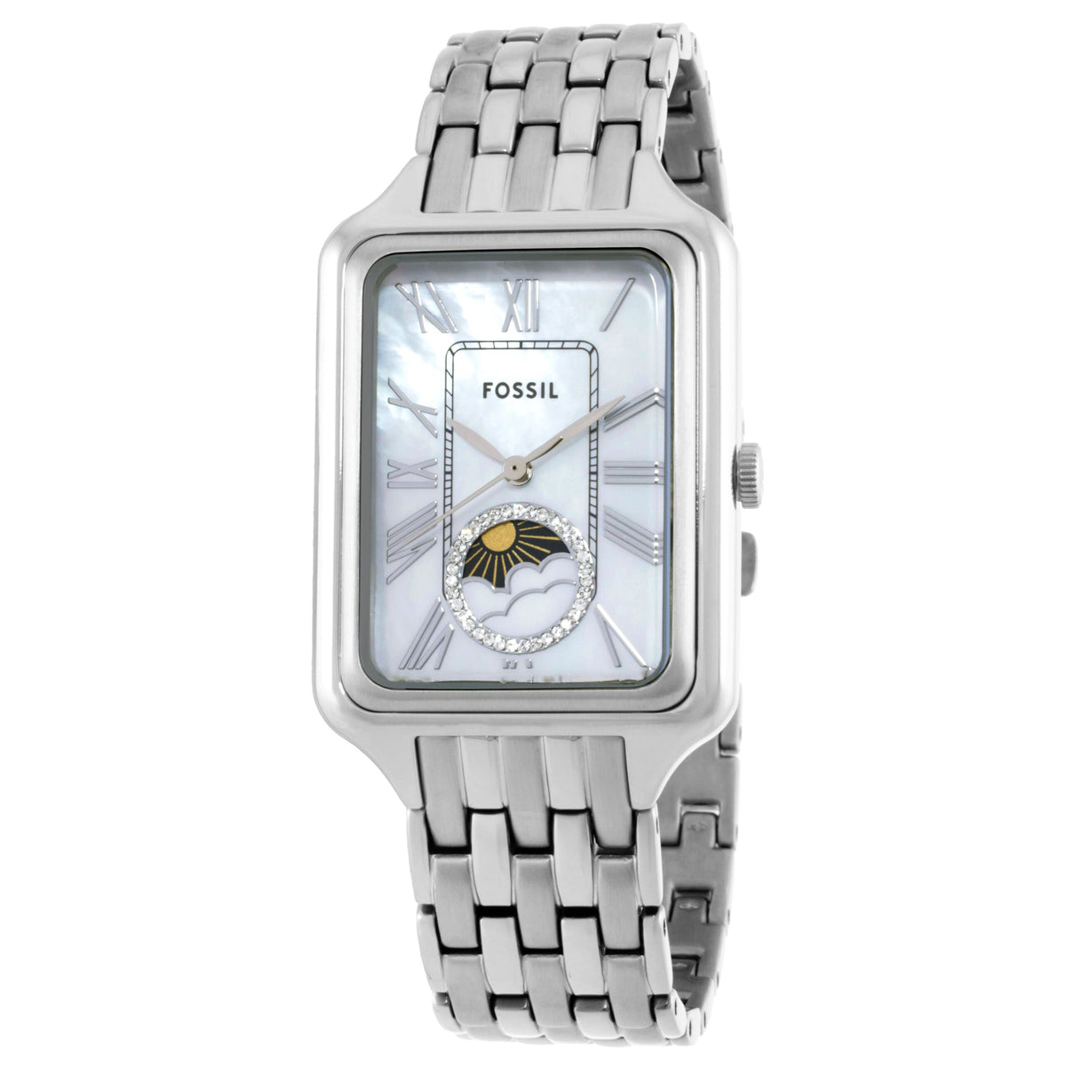 Fossil Raquel Sun Moon Multifunction Stainless Steel Mother Of Pearl Dial Quartz Women's Watch - ES5400
