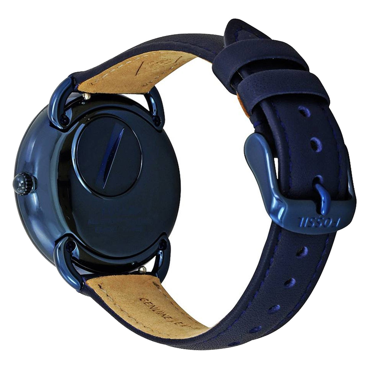 Fossil Tailor ES4092 blue leather strap with tan suede lining and blue buckle