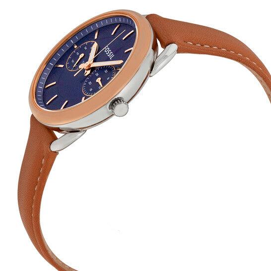 Fossil Tailor ES4257 watch on wrist angle view with rose gold bezel