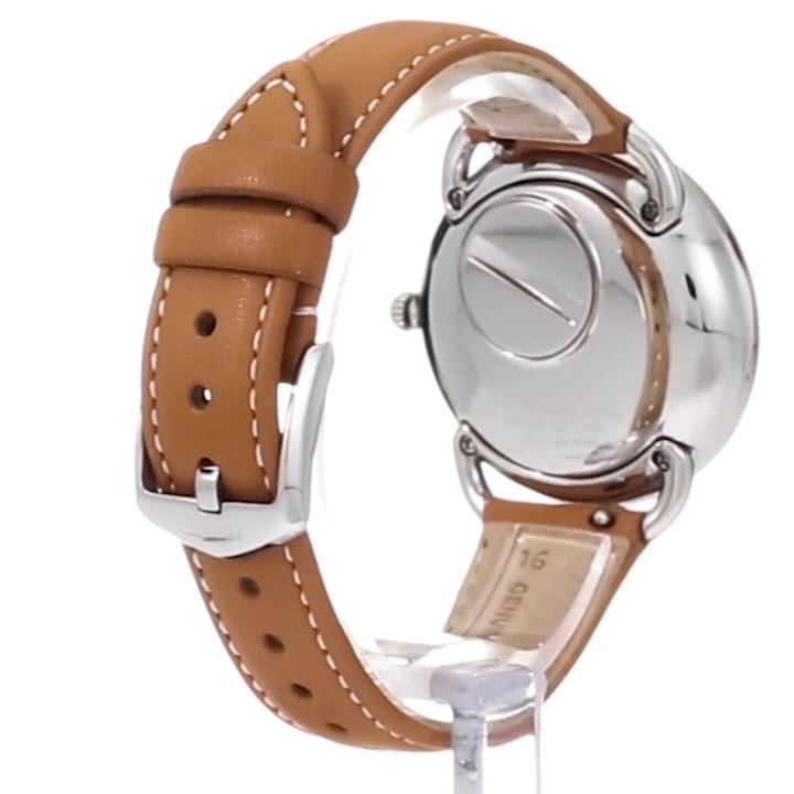 Fossil Tailor ES4257 tan leather strap with white stitching and metal buckle