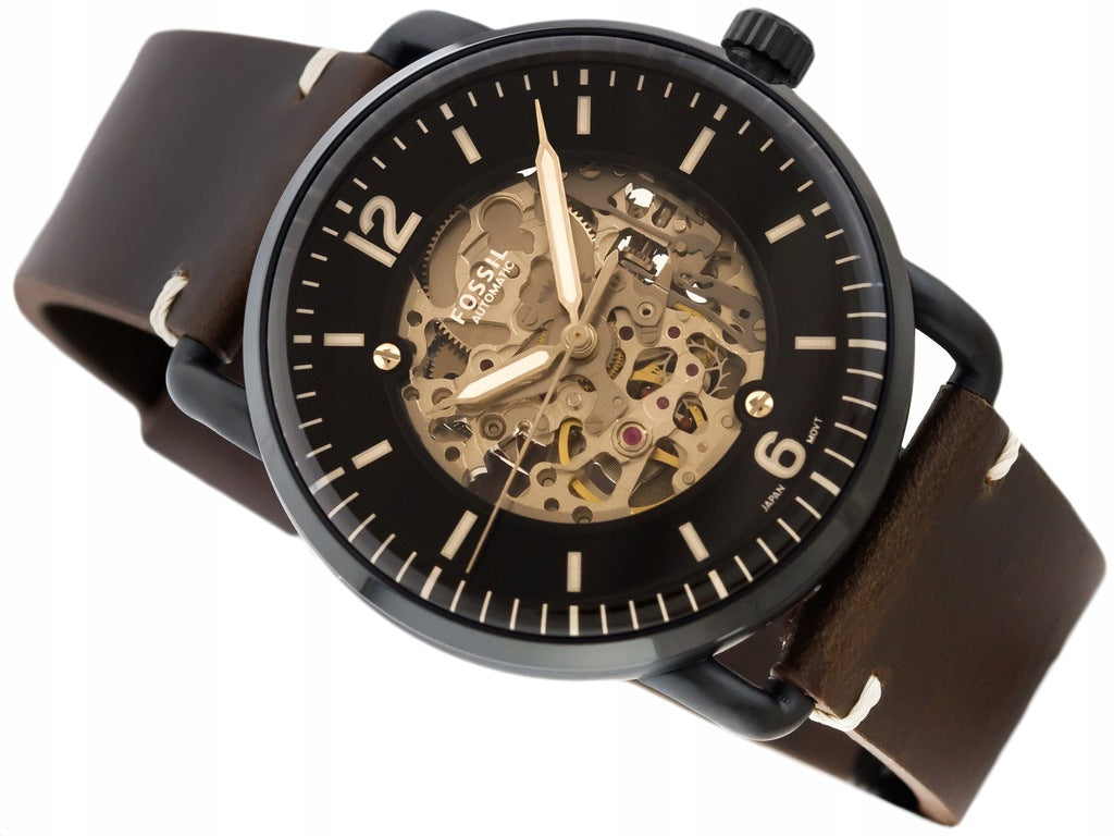 Fossil Townsman Automatic Black Leather Men's Watch - ME3158