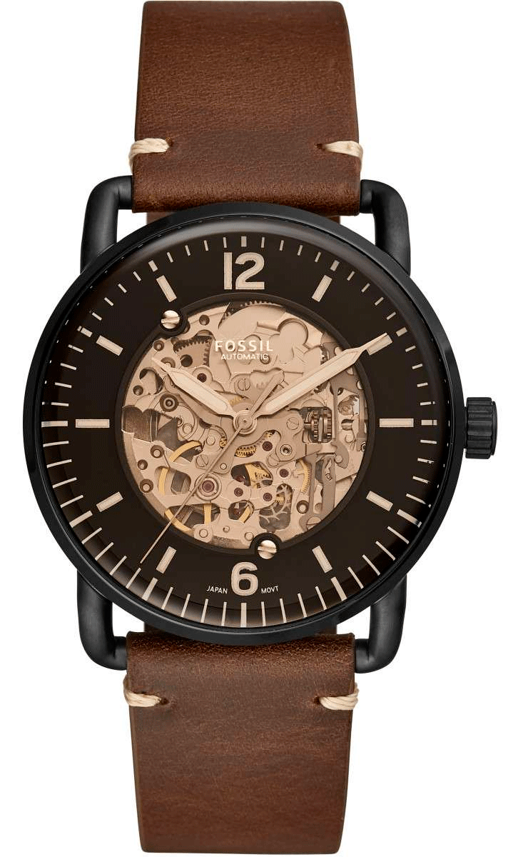 Fossil Townsman Automatic Black Leather Men's Watch - ME3158