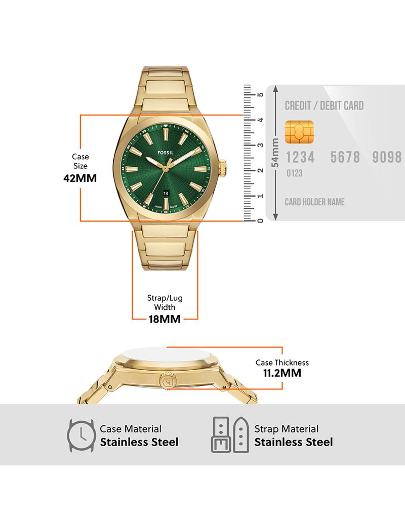 Fossil Everett Three-Hand Date Gold-Tone Stainless Steel Men's Watch - FS6090
