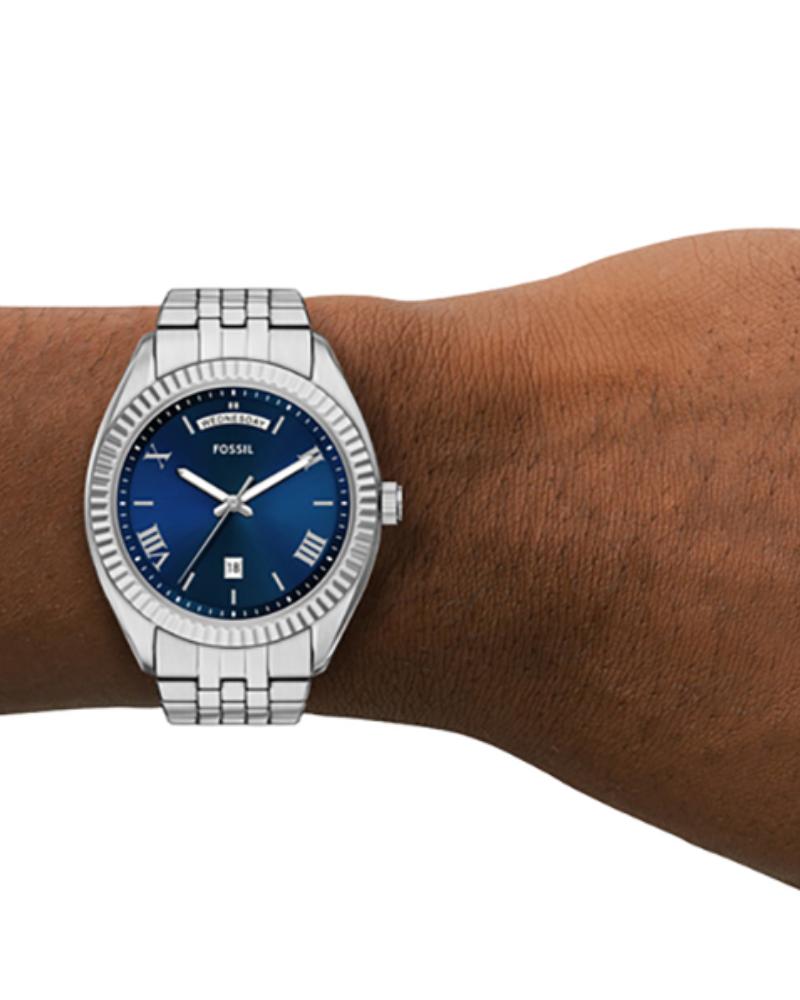 Campbell Three-Hand Day-Date Stainless Steel Watch - FS6140