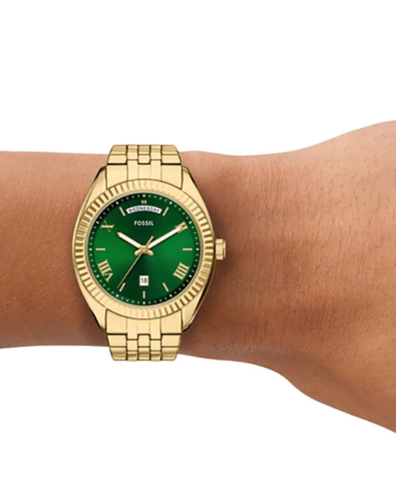 Campbell Three-Hand Day-Date Gold-Tone Stainless Steel Watch- FS6142