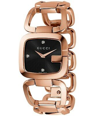 G-Gucci Black Dial Rose Gold Tone Steel Women's Watch YA125409