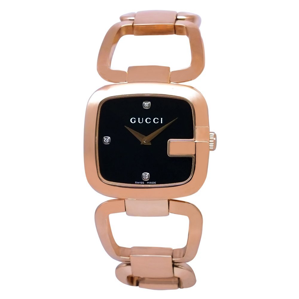 G-Gucci Black Dial Rose Gold Tone Steel Women's Watch YA125409