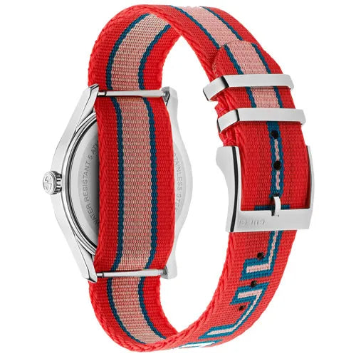 G-Timeless 38mm watch laid flat showing full case and strap detail