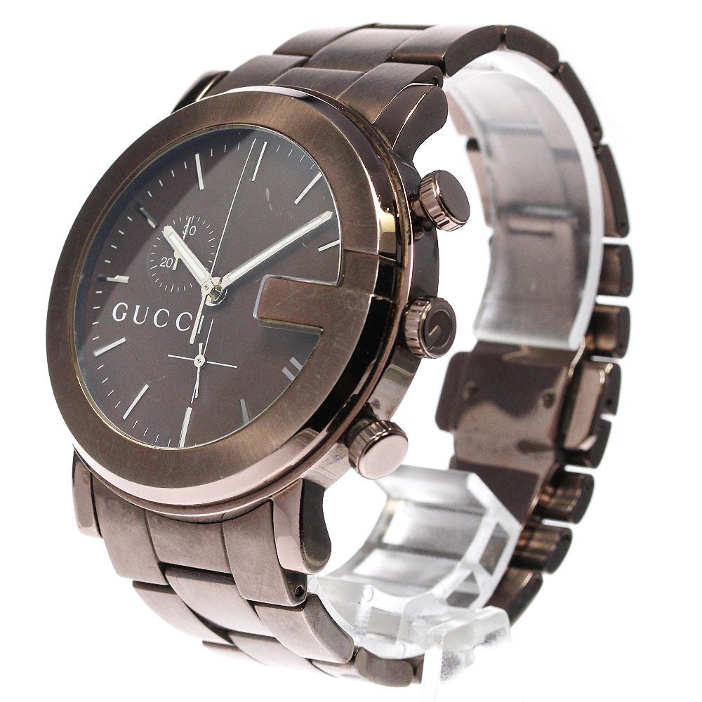 Gucci 101 G-Chrono brown watch angled view showing case and bracelet