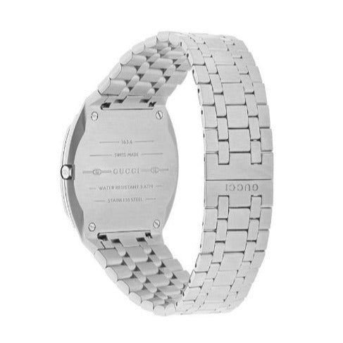 Gucci 25H Quartz Diamond Watch with Silver Dial and Silver Steel Bracelet for Women - YA163401