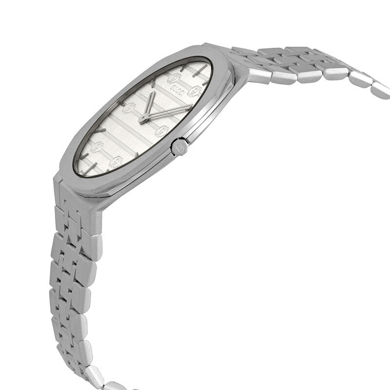 Gucci 25H Quartz Silver Dial Men's Watch - YA163407