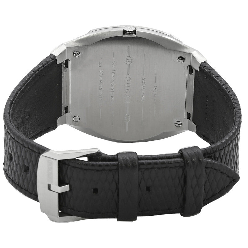 GUCCI 25H 38MM Quartz Silver Brass Dial Leather Ladies Watch YA163419