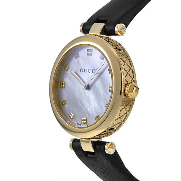 Gucci Diamantissima Black Leather Strap Women's Watch - YA141404