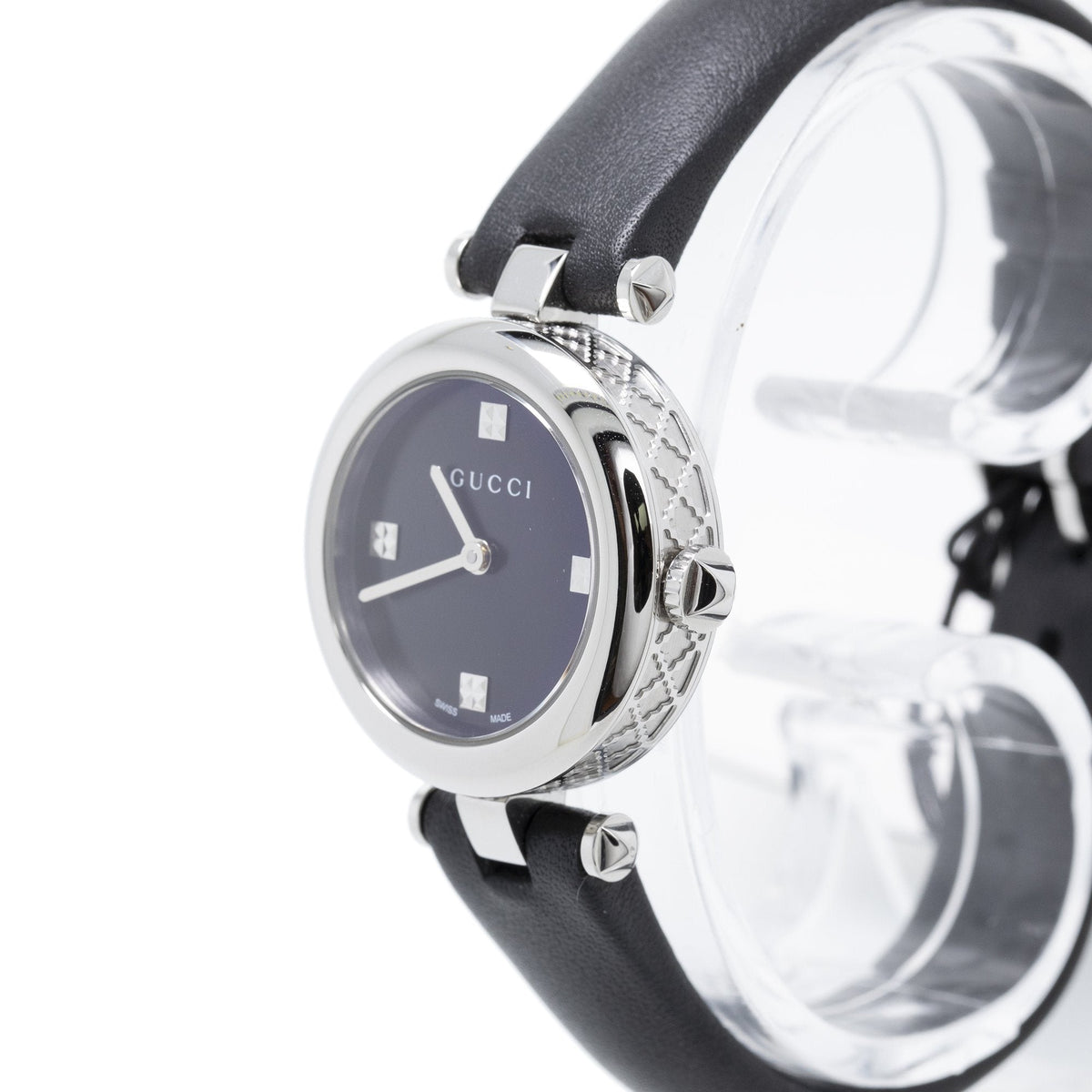 Gucci Diamantissima Black Leather Band Women's Watch - YA141506