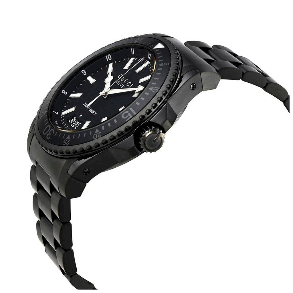 Gucci Dive Black Dial Stainless Steel Men's Watch YA136205