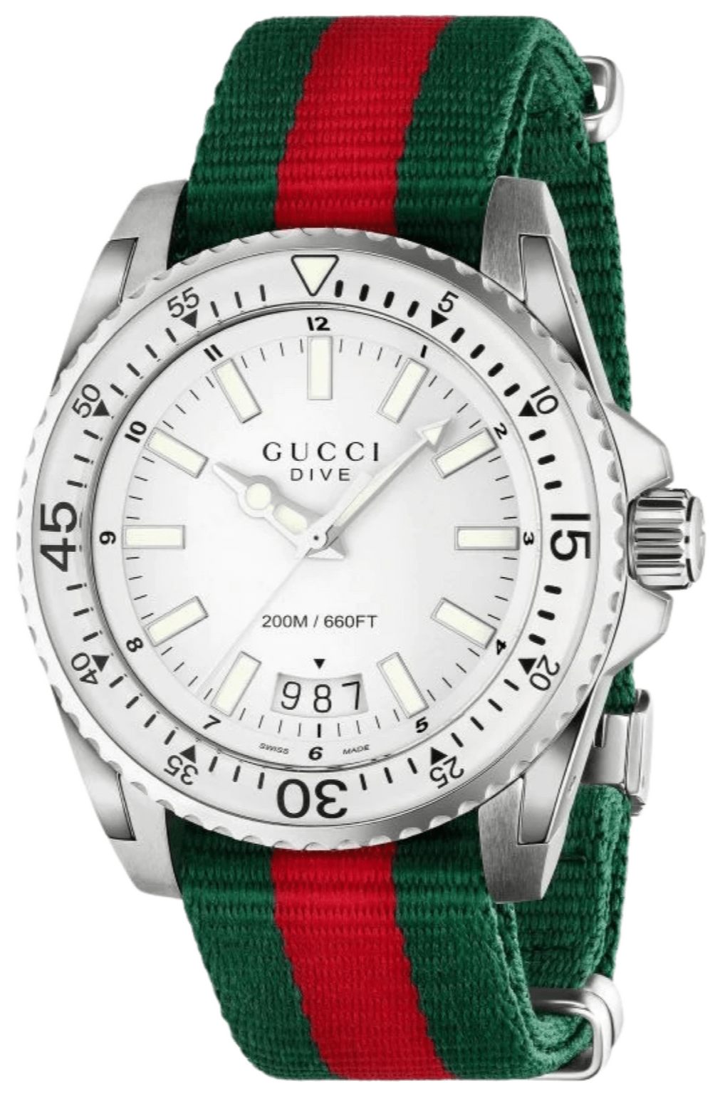 Gucci Dive Silver Dial Stainless Steel Quartz Men's Watch - YA136207