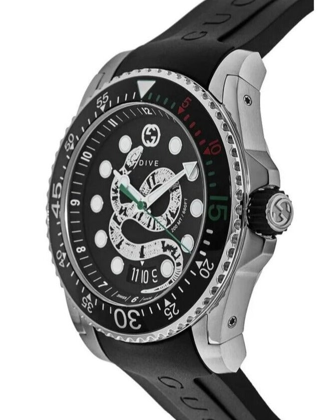 Gucci Dive Dragon Black Kingsnake Dial Black Men's Watch YA136217