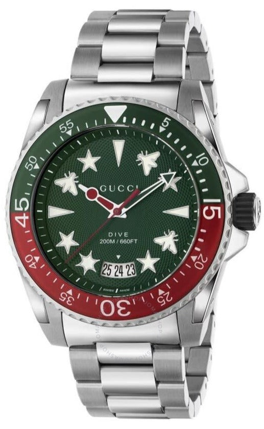 Gucci Dive 45mm Green Dial Steel Men's Watch - YA136222