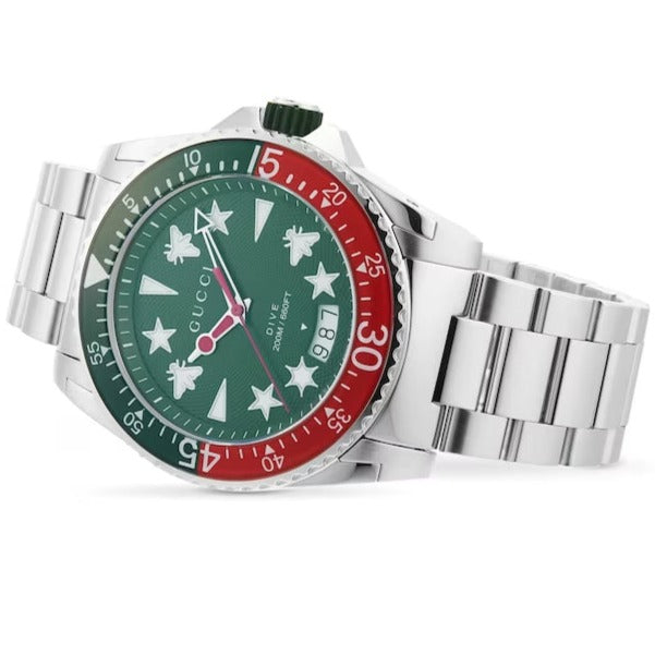 Gucci Dive 45mm Green Dial Steel Men's Watch - YA136222