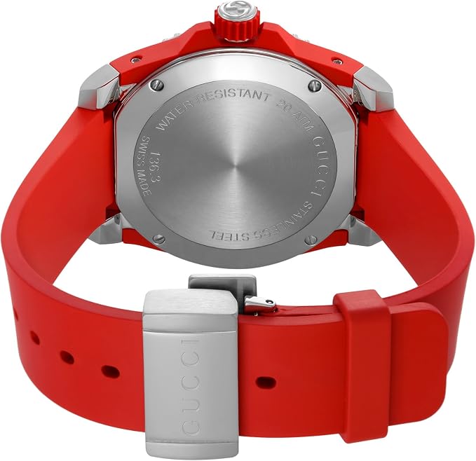 Gucci Dive 40mm Embroidered Tiger Red Rubber Men's Watch - YA136315