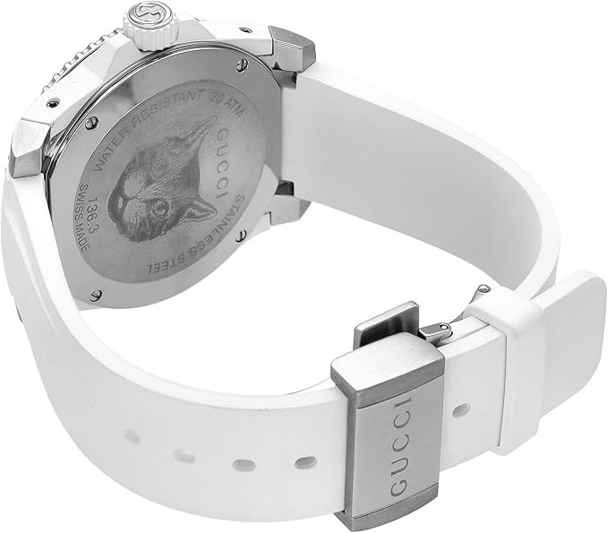 Gucci Dive White Tiger Dial White Rubber Men's Watch YA136329
