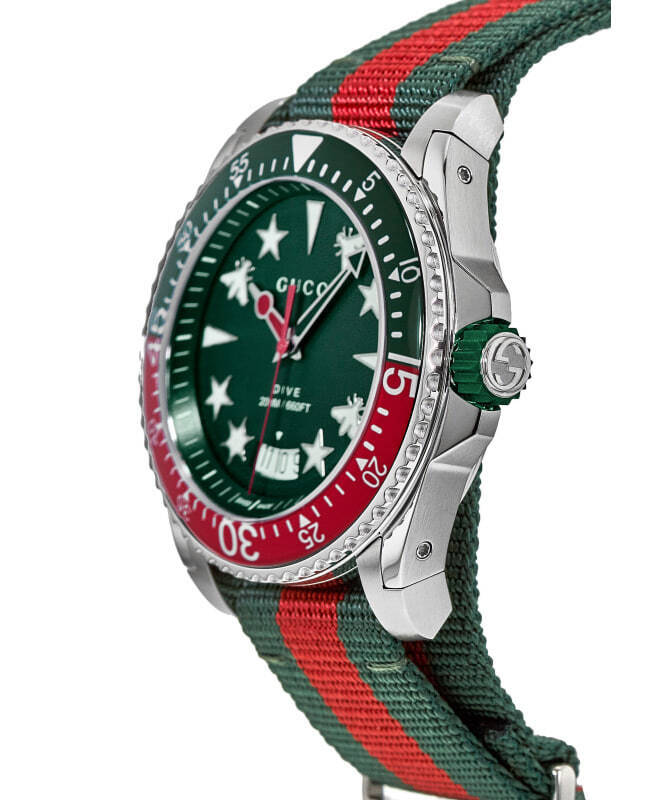 Gucci Dive Green Dial Red & Green Fabric Strap Men's Watch YA136339