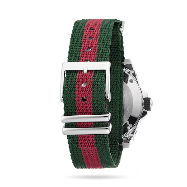 Gucci Dive Green Dial Red & Green Fabric Strap Men's Watch YA136339