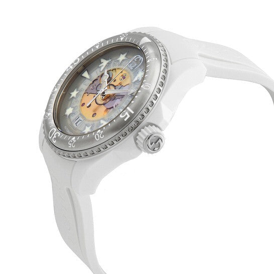 Gucci Dive 40mm Transparent Dial Rubber Strap Unisex Watch YA136343