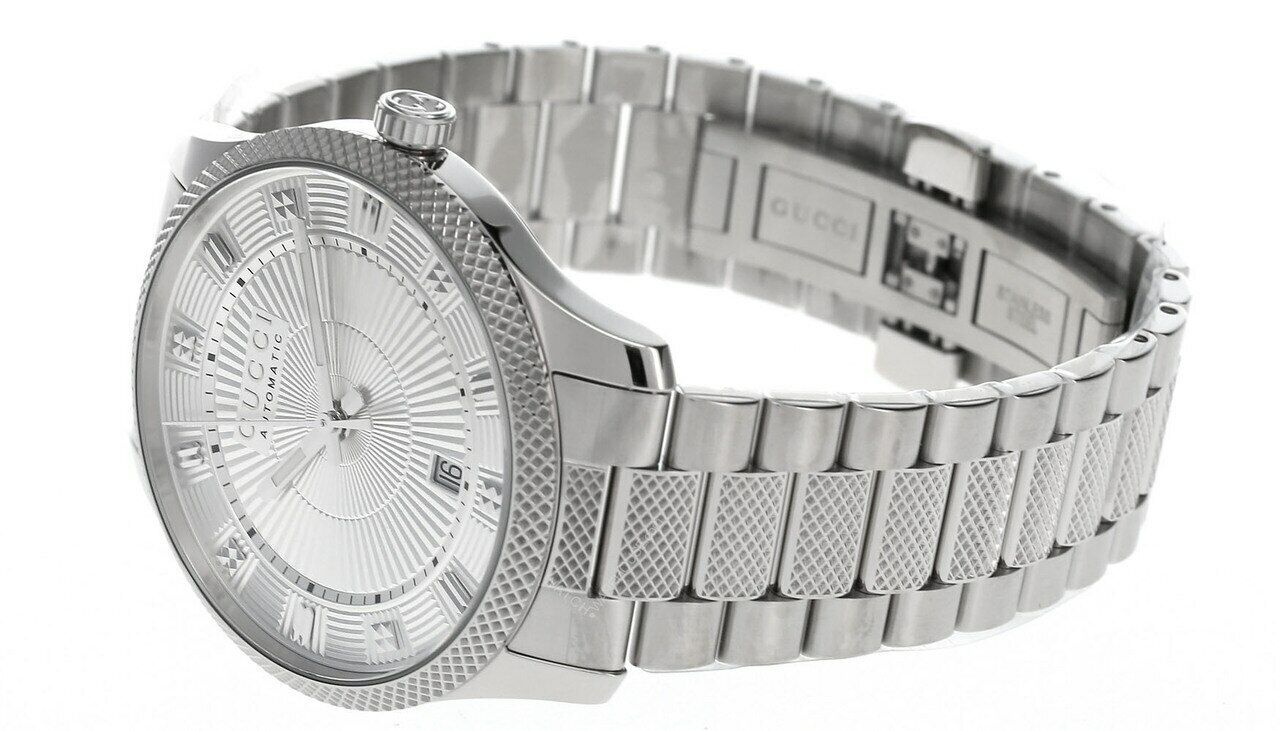 GUCCI Eryx 40MM AUTO Steel Silver Guillochè Dial Men's Watch YA126339