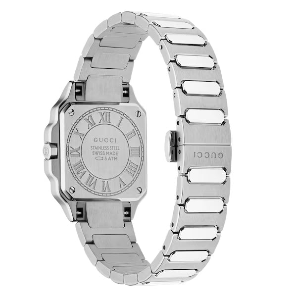 Gucci G-Flat Diamond Accent Pink Dial Stainless Steel Bracelet Women's Watch - YA166501