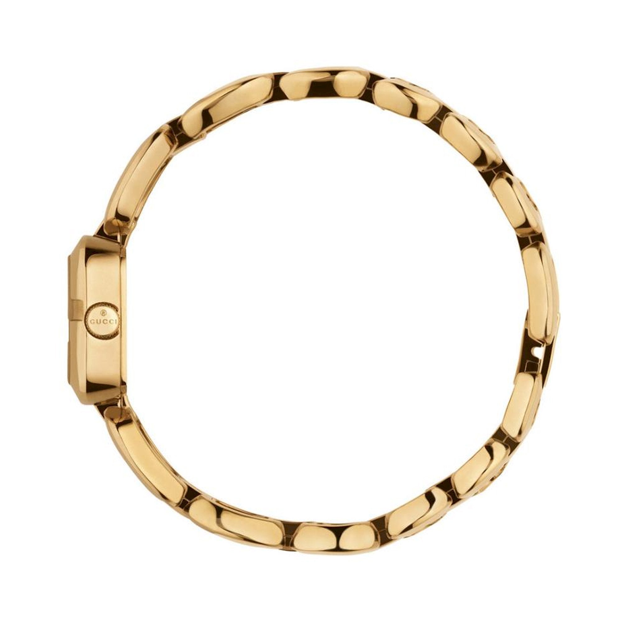 Gucci G-Gucci Diamonds yellow gold steel bracelet strap from inside view