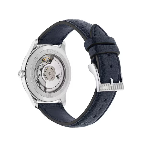 GUCCI G-Timeless 40MM Automatic Blue Dial Leather Men's Watch YA126347