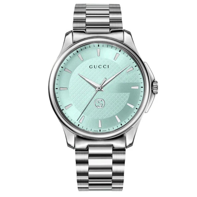Gucci G-Timeless Stainless Steel Turquoise Blue Dial Quartz Mens Watch YA126372