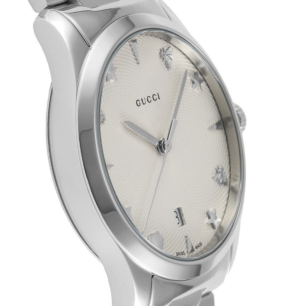 Gucci G-Timeless Quartz Silver Dial Stainless Steel Ladies Watch YA1264028A