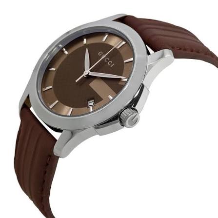 Gucci G-Timeless Quartz Brown Dial Brown Rubber Strap Watch For Men - YA126403