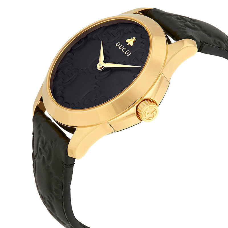 GUCCI G-Timeless 38MM Black GG Dial Quartz SS Unisex Watch YA1264034A