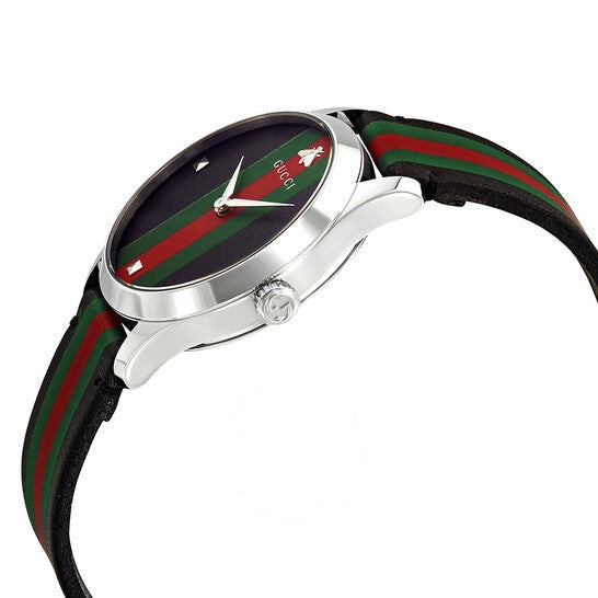 Gucci G-Timeless Black Dial Black Leather Strap Men's Watch YA1264079