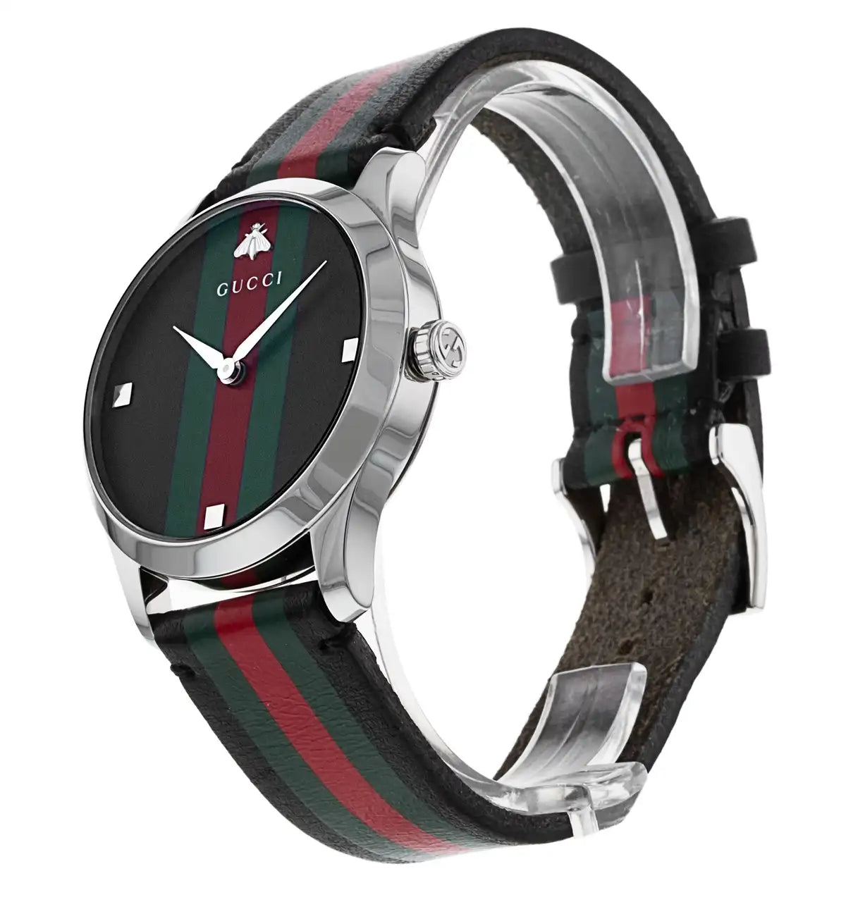 Gucci G-Timeless Black Dial Black Leather Strap Men's Watch YA1264079