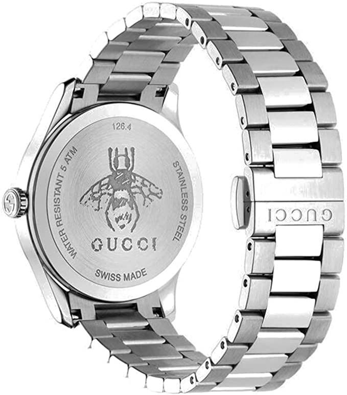 Gucci G-Timeless Quartz Black Dial Silver Steel Strap Watch For Women - YA1264136